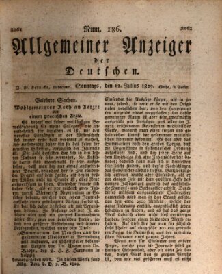 Allgemeiner Anzeiger der Deutschen Sonntag 12. Juli 1829