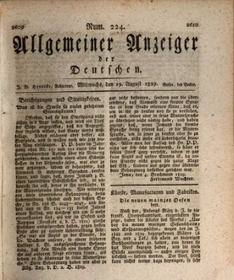 Allgemeiner Anzeiger der Deutschen Mittwoch 19. August 1829