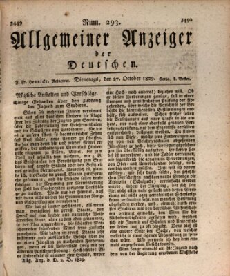 Allgemeiner Anzeiger der Deutschen Dienstag 27. Oktober 1829