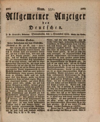 Allgemeiner Anzeiger der Deutschen Samstag 5. Dezember 1829