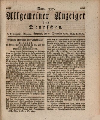 Allgemeiner Anzeiger der Deutschen Freitag 11. Dezember 1829
