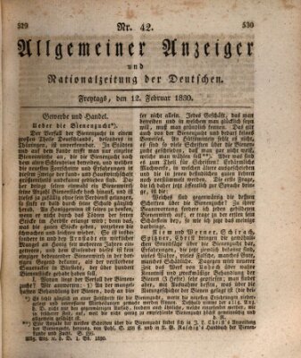 Allgemeiner Anzeiger und Nationalzeitung der Deutschen (Allgemeiner Anzeiger der Deutschen) Freitag 12. Februar 1830