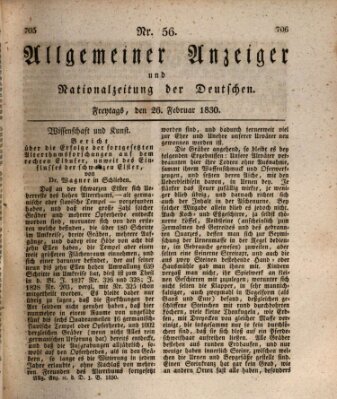 Allgemeiner Anzeiger und Nationalzeitung der Deutschen (Allgemeiner Anzeiger der Deutschen) Freitag 26. Februar 1830