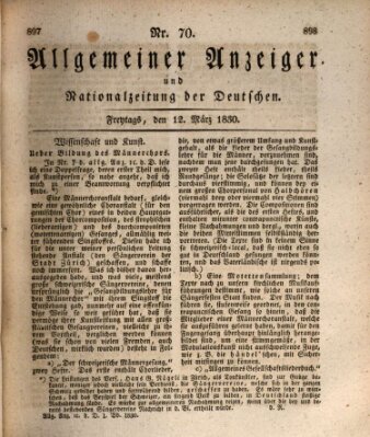 Allgemeiner Anzeiger und Nationalzeitung der Deutschen (Allgemeiner Anzeiger der Deutschen) Freitag 12. März 1830