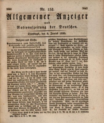Allgemeiner Anzeiger und Nationalzeitung der Deutschen (Allgemeiner Anzeiger der Deutschen) Dienstag 8. Juni 1830