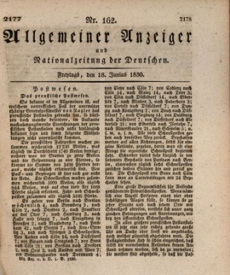 Allgemeiner Anzeiger und Nationalzeitung der Deutschen (Allgemeiner Anzeiger der Deutschen) Freitag 18. Juni 1830