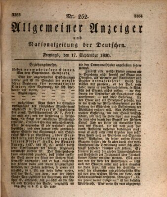 Allgemeiner Anzeiger und Nationalzeitung der Deutschen (Allgemeiner Anzeiger der Deutschen) Freitag 17. September 1830