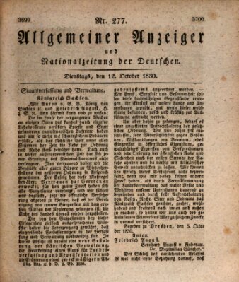 Allgemeiner Anzeiger und Nationalzeitung der Deutschen (Allgemeiner Anzeiger der Deutschen) Dienstag 12. Oktober 1830