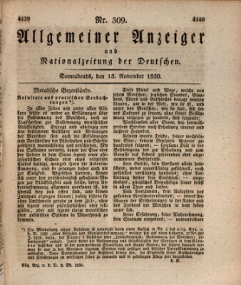 Allgemeiner Anzeiger und Nationalzeitung der Deutschen (Allgemeiner Anzeiger der Deutschen) Samstag 13. November 1830
