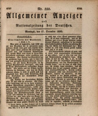 Allgemeiner Anzeiger und Nationalzeitung der Deutschen (Allgemeiner Anzeiger der Deutschen) Montag 27. Dezember 1830