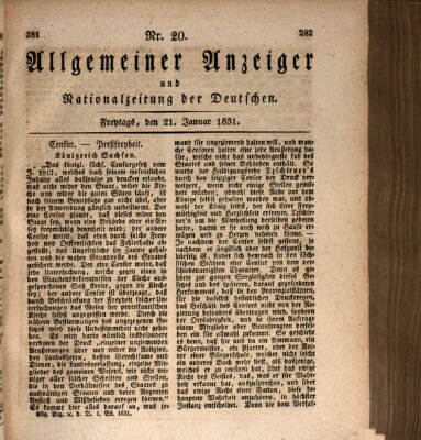 Allgemeiner Anzeiger und Nationalzeitung der Deutschen (Allgemeiner Anzeiger der Deutschen) Freitag 21. Januar 1831