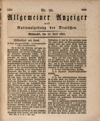 Allgemeiner Anzeiger und Nationalzeitung der Deutschen (Allgemeiner Anzeiger der Deutschen) Mittwoch 13. April 1831