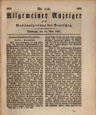 Allgemeiner Anzeiger und Nationalzeitung der Deutschen (Allgemeiner Anzeiger der Deutschen) Sonntag 29. Mai 1831