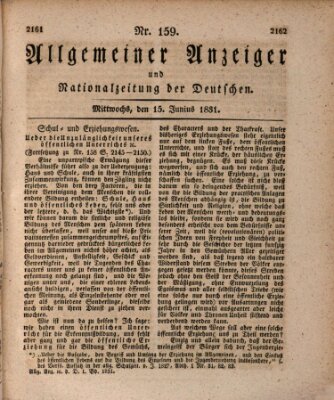 Allgemeiner Anzeiger und Nationalzeitung der Deutschen (Allgemeiner Anzeiger der Deutschen) Mittwoch 15. Juni 1831