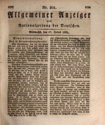 Allgemeiner Anzeiger und Nationalzeitung der Deutschen (Allgemeiner Anzeiger der Deutschen) Mittwoch 27. Juli 1831