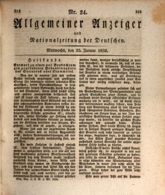 Allgemeiner Anzeiger und Nationalzeitung der Deutschen (Allgemeiner Anzeiger der Deutschen) Mittwoch 25. Januar 1832