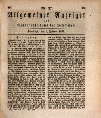 Allgemeiner Anzeiger und Nationalzeitung der Deutschen (Allgemeiner Anzeiger der Deutschen) Dienstag 7. Februar 1832