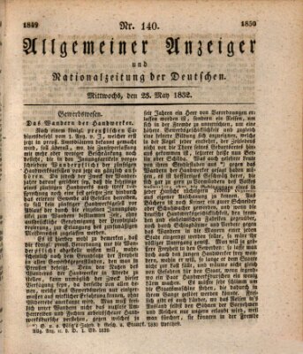 Allgemeiner Anzeiger und Nationalzeitung der Deutschen (Allgemeiner Anzeiger der Deutschen) Mittwoch 23. Mai 1832