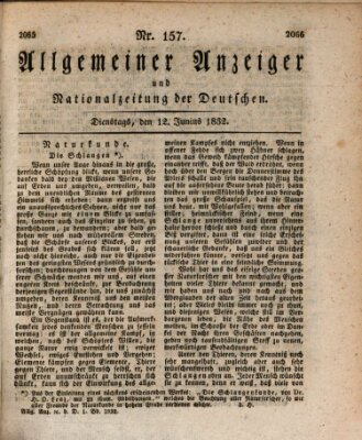 Allgemeiner Anzeiger und Nationalzeitung der Deutschen (Allgemeiner Anzeiger der Deutschen) Dienstag 12. Juni 1832