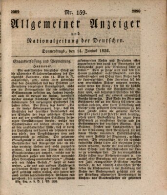 Allgemeiner Anzeiger und Nationalzeitung der Deutschen (Allgemeiner Anzeiger der Deutschen) Donnerstag 14. Juni 1832