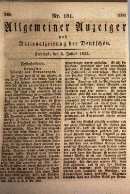Allgemeiner Anzeiger und Nationalzeitung der Deutschen (Allgemeiner Anzeiger der Deutschen) Freitag 6. Juli 1832