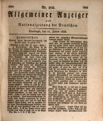 Allgemeiner Anzeiger und Nationalzeitung der Deutschen (Allgemeiner Anzeiger der Deutschen) Dienstag 31. Juli 1832