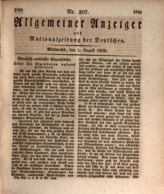 Allgemeiner Anzeiger und Nationalzeitung der Deutschen (Allgemeiner Anzeiger der Deutschen) Mittwoch 1. August 1832