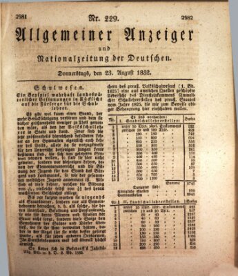 Allgemeiner Anzeiger und Nationalzeitung der Deutschen (Allgemeiner Anzeiger der Deutschen) Donnerstag 23. August 1832