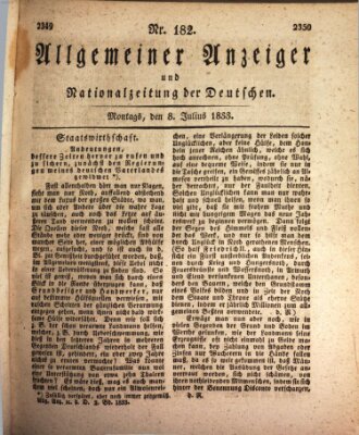 Allgemeiner Anzeiger und Nationalzeitung der Deutschen (Allgemeiner Anzeiger der Deutschen) Montag 8. Juli 1833