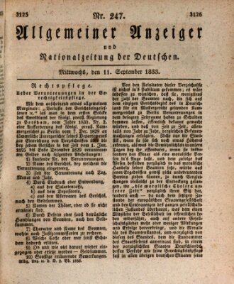 Allgemeiner Anzeiger und Nationalzeitung der Deutschen (Allgemeiner Anzeiger der Deutschen) Mittwoch 11. September 1833
