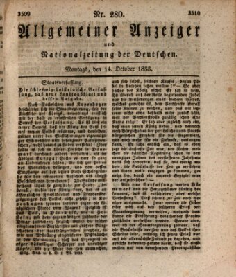 Allgemeiner Anzeiger und Nationalzeitung der Deutschen (Allgemeiner Anzeiger der Deutschen) Montag 14. Oktober 1833