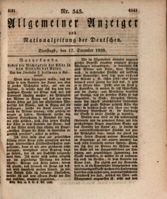 Allgemeiner Anzeiger und Nationalzeitung der Deutschen (Allgemeiner Anzeiger der Deutschen) Dienstag 17. Dezember 1833