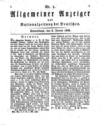 Allgemeiner Anzeiger und Nationalzeitung der Deutschen (Allgemeiner Anzeiger der Deutschen) Donnerstag 2. Januar 1834