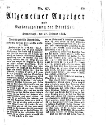 Allgemeiner Anzeiger und Nationalzeitung der Deutschen (Allgemeiner Anzeiger der Deutschen) Donnerstag 27. Februar 1834