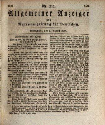 Allgemeiner Anzeiger und Nationalzeitung der Deutschen (Allgemeiner Anzeiger der Deutschen) Mittwoch 6. August 1834