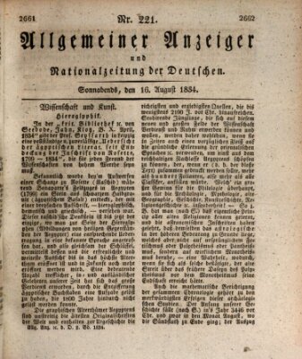 Allgemeiner Anzeiger und Nationalzeitung der Deutschen (Allgemeiner Anzeiger der Deutschen) Samstag 16. August 1834
