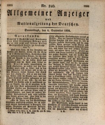 Allgemeiner Anzeiger und Nationalzeitung der Deutschen (Allgemeiner Anzeiger der Deutschen) Donnerstag 4. September 1834