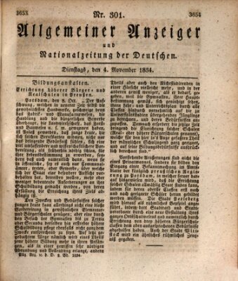 Allgemeiner Anzeiger und Nationalzeitung der Deutschen (Allgemeiner Anzeiger der Deutschen) Dienstag 4. November 1834