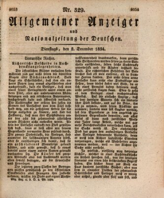 Allgemeiner Anzeiger und Nationalzeitung der Deutschen (Allgemeiner Anzeiger der Deutschen) Dienstag 2. Dezember 1834