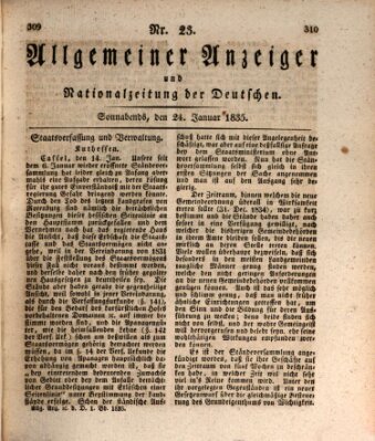 Allgemeiner Anzeiger und Nationalzeitung der Deutschen (Allgemeiner Anzeiger der Deutschen) Samstag 24. Januar 1835