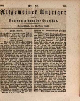 Allgemeiner Anzeiger und Nationalzeitung der Deutschen (Allgemeiner Anzeiger der Deutschen) Donnerstag 12. März 1835