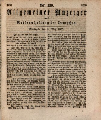 Allgemeiner Anzeiger und Nationalzeitung der Deutschen (Allgemeiner Anzeiger der Deutschen) Montag 4. Mai 1835
