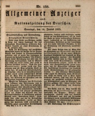 Allgemeiner Anzeiger und Nationalzeitung der Deutschen (Allgemeiner Anzeiger der Deutschen) Sonntag 14. Juni 1835
