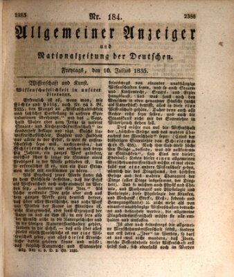 Allgemeiner Anzeiger und Nationalzeitung der Deutschen (Allgemeiner Anzeiger der Deutschen) Freitag 10. Juli 1835
