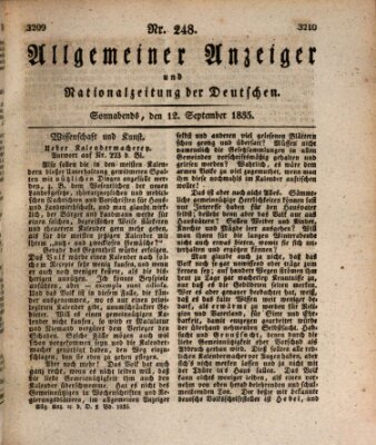 Allgemeiner Anzeiger und Nationalzeitung der Deutschen (Allgemeiner Anzeiger der Deutschen) Samstag 12. September 1835