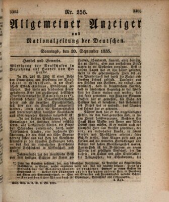 Allgemeiner Anzeiger und Nationalzeitung der Deutschen (Allgemeiner Anzeiger der Deutschen) Sonntag 20. September 1835
