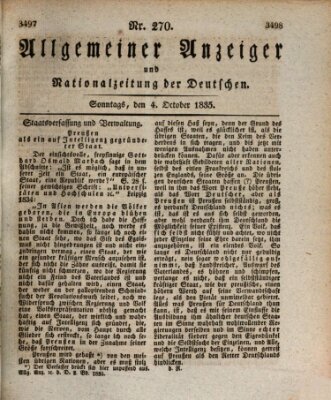 Allgemeiner Anzeiger und Nationalzeitung der Deutschen (Allgemeiner Anzeiger der Deutschen) Sonntag 4. Oktober 1835