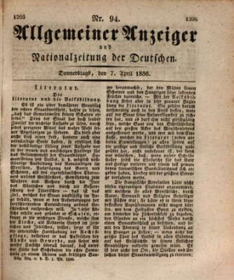 Allgemeiner Anzeiger und Nationalzeitung der Deutschen (Allgemeiner Anzeiger der Deutschen) Donnerstag 7. April 1836