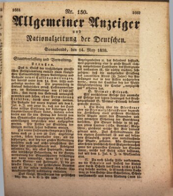 Allgemeiner Anzeiger und Nationalzeitung der Deutschen (Allgemeiner Anzeiger der Deutschen) Samstag 14. Mai 1836