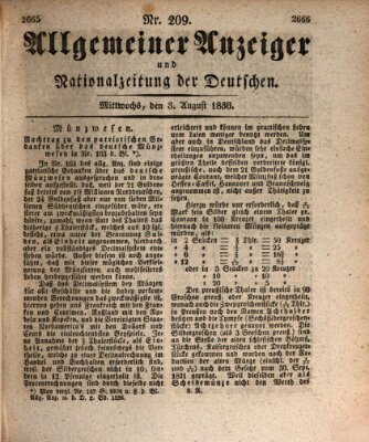 Allgemeiner Anzeiger und Nationalzeitung der Deutschen (Allgemeiner Anzeiger der Deutschen) Mittwoch 3. August 1836